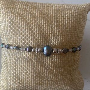 Unique Sterling Silver And Freshwater Pearl Beaded Bracelet by LIZZdezigns